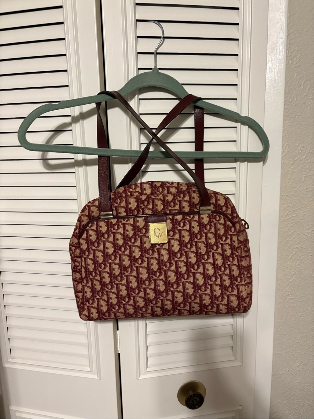 Vintage Dior Monogram Burgundy Tote Bag